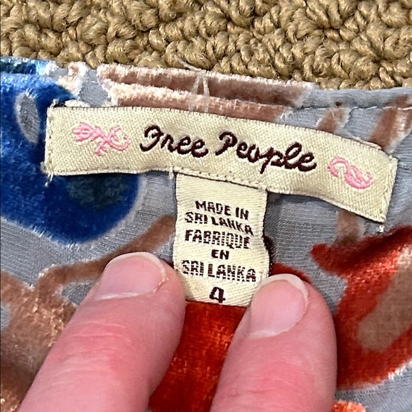 Vintage Free People Silk Velvet Cherry Print Mini Skirt size 4 Boho Flowy - Picture 6 of 15